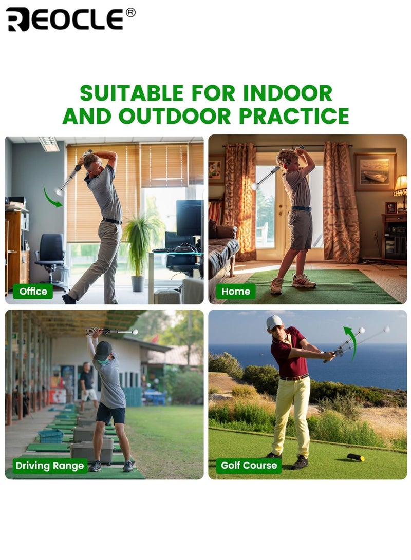 REOCLE Golf Swing Trainer Stretchable Golf Training Aid Device for Tempo Rhythm Balance and Strength Practice with Lightweight Durable Swing Rod and Ergonomic Grip for Men and Women - Image 4