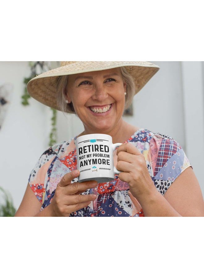 Casitika Funny Happy Retirement Coffee Mugs. Gag Mug Ideas for Men and Women. Retired Not My Problem Anymore. Fun Cup for Coworker. 11 oz White Ceramic Novelty Mug. - Image 2
