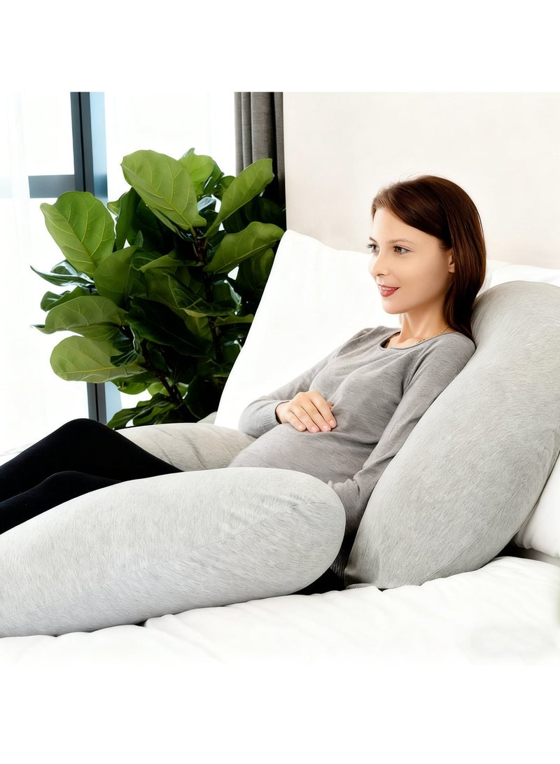 Y&D C-Shaped Organic Cotton Pregnancy Pillows Long Memory Foam Pregnancy Pillow Full Body Maternity Pillow with Removable Cover Body Pillows for Adults Support for Back Hips Legs Belly Maternity Pillow and Pregnancy Must Haves - Image 4