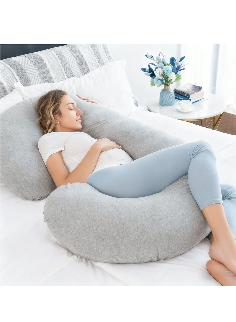 Y&D C-Shaped Organic Cotton Pregnancy Pillows Long Memory Foam Pregnancy Pillow Full Body Maternity Pillow with Removable Cover Body Pillows for Adults Support for Back Hips Legs Belly Maternity Pillow and Pregnancy Must Haves - Image 3