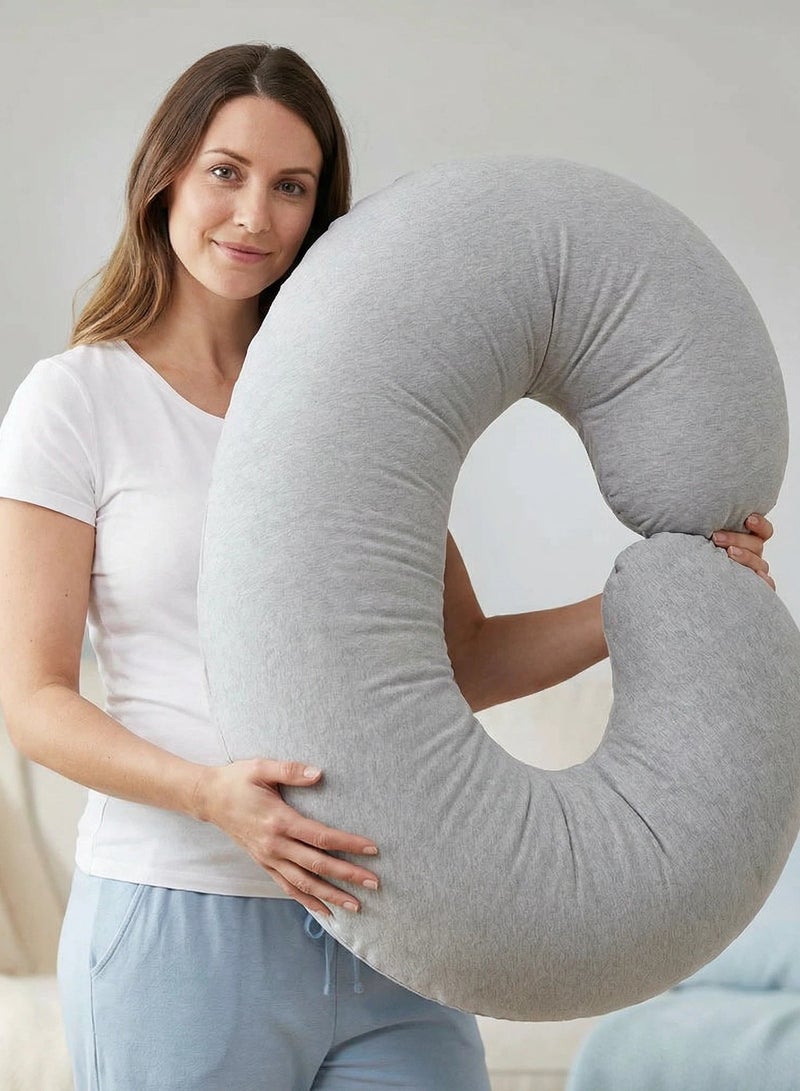 Y&D Pregnancy Pillow Full Body Pillow Maternity Pillow for Pregnant Women Comfort C Shaped Pillow with Removable Washable Velvet Cover Organic Cotton Support for Back Hips Legs Belly - Image 5