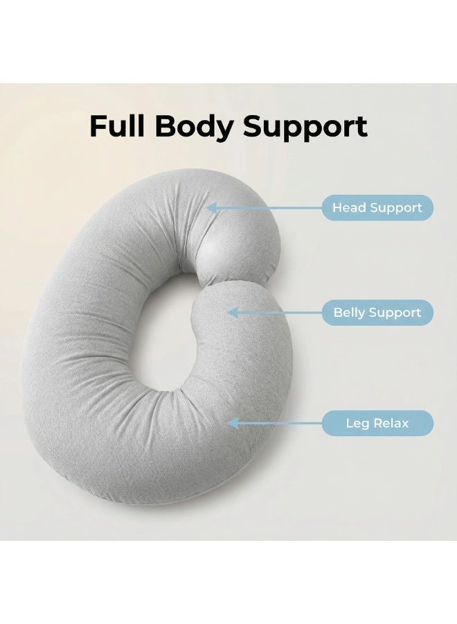 Y&D Pregnancy Pillow Full Body Pillow Maternity Pillow for Pregnant Women Comfort C Shaped Pillow with Removable Washable Velvet Cover Organic Cotton Support for Back Hips Legs Belly - Image 2