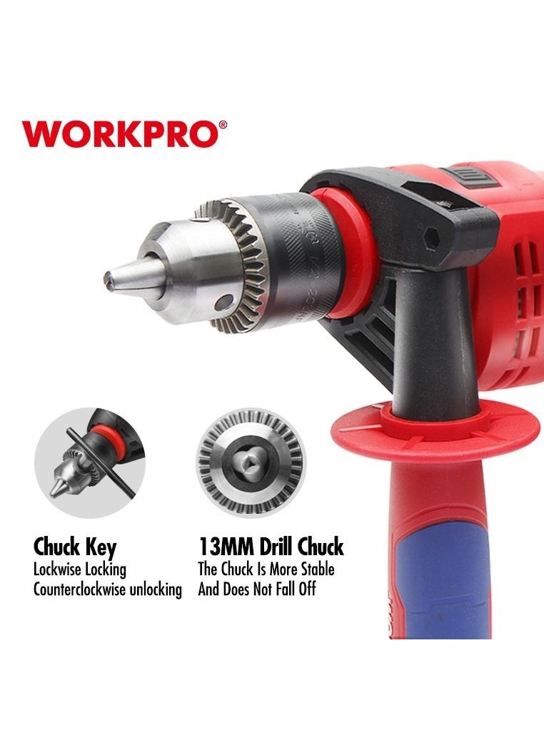 Professional Electric Drill, 710 Watts, Size 13 mm, Multi-Functional, Disassembly And Drilling, With SDS Plus Mounting Handle And Speed Control And Stabilization Feature.