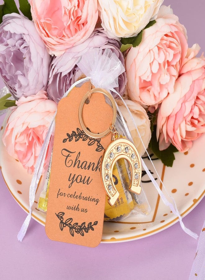 Winocbxt 50pcs Lucky Horseshoe Keychain/Keyring for Baby Shower,Wedding or Bridal Shower Party Favors,Gift,Souvenirs to Guests Bulk with Thank Tags and Gift Bags (horseshoe) - Image 5