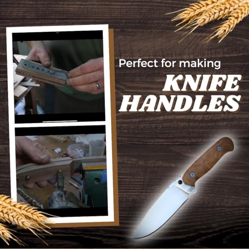 IECAP LLC 1 Pair Teak Bookmatched (Burl Ball Pattern) Knife Handle Scales – Knife Handle Materials – Natural Wood Knife Scales for DIY Crafts – Size 5 1/8 x 1 3/4 x 1/2 inches (Teak) - Image 4