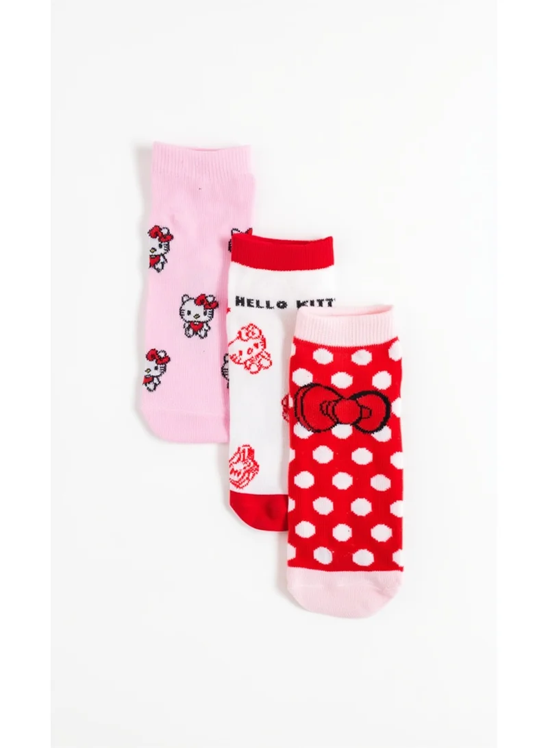 Hello Kitty  3 PAIRS | HELLO KITTY ANKLET SOCKS 78% COTTON| 18% POLYESTER | 4% ELASTANE for Women | Best Price UAE