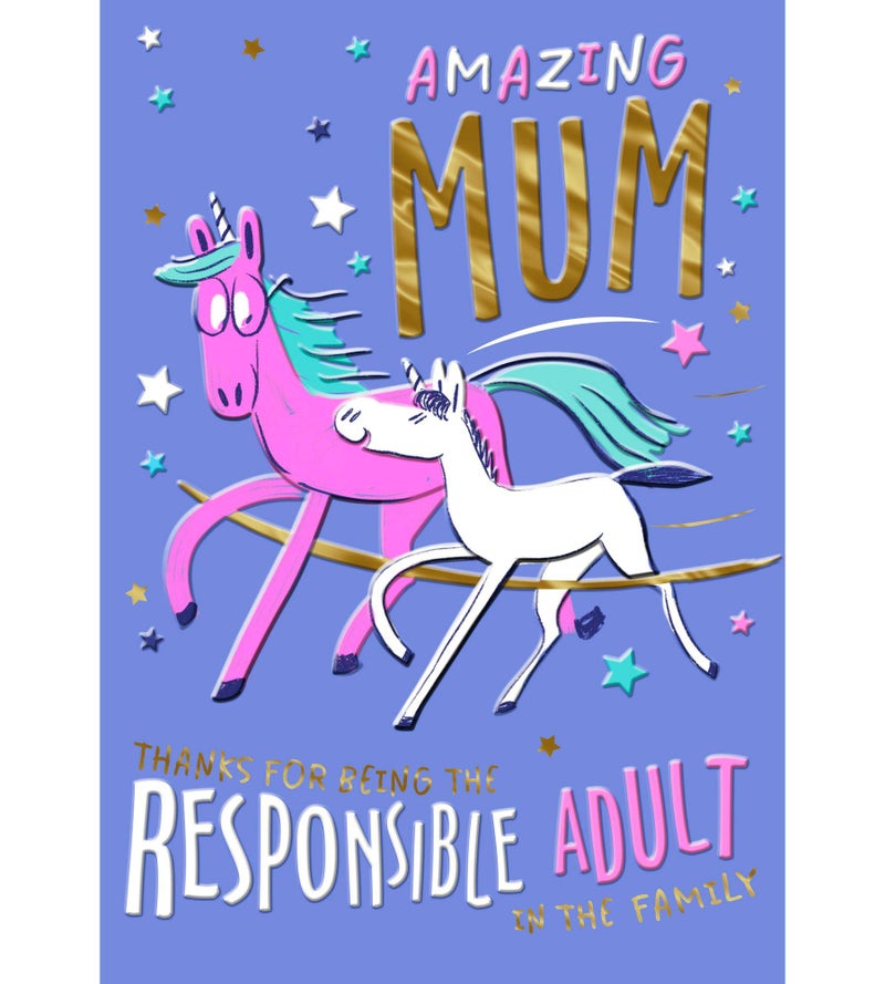Hallmark Funny Unicorn Amazing Mum Responsible Adult Mother's Day Greeting Card (12 x 16.7 cm) - Image 1