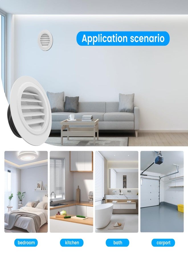 Quadafy 4 Inch Soffit Vents Round Vent Cover with Built-in Fly Screen for Bathroom Exhaust Fan, Office & Home, (100mm) - Image 5