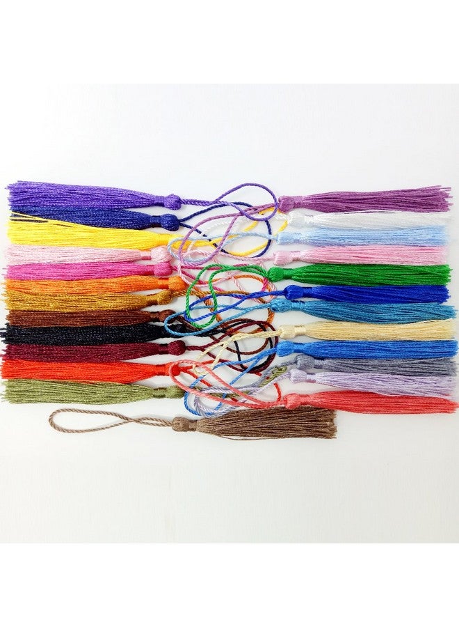 VAPKER 100 Pieces 13Cm/5 Inch Silky Handmade Soft Tassels Floss Bookmark Tassels With 2 Inch Cord Loop For Jewelry Making Diy Projects Bookmarks(25 Colors) - Image 3