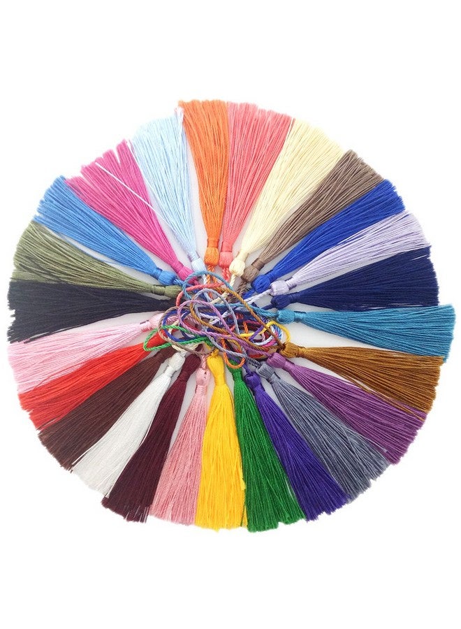 VAPKER 100 Pieces 13Cm/5 Inch Silky Handmade Soft Tassels Floss Bookmark Tassels With 2 Inch Cord Loop For Jewelry Making Diy Projects Bookmarks(25 Colors) - Image 1