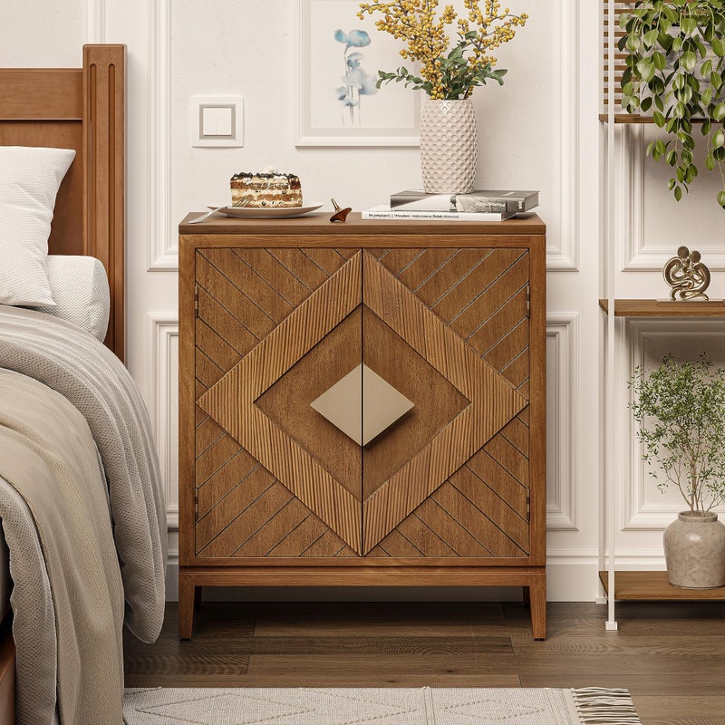 COZAYH COZAYH Farmhouse Storage Cabinet Accent Sideboard Wood Buffet Cabinet with 2Door for Living Room Hallway Bedroom Dining Room 
