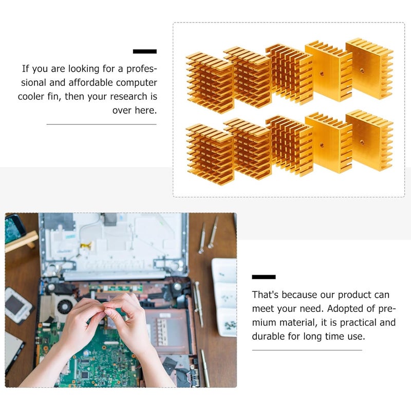 GALPADA 10pcs Aluminum Heat Sink Cooling Fin Radiator for Ic Gpu CPU Chips 28x28x11mm Gold Thermal Dissipation Block for Electronics Cooling - Image 3