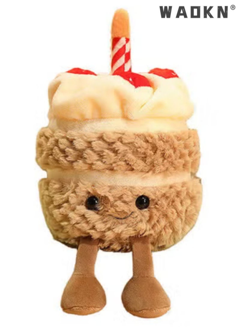 WAOKN 25cm Birthday Cake Plush Toy,Cute Smile Cake Pillow Stuffed Animals Funny Soft Food Plushies Toy，Music cake，Soft Happy Birthday Smile Cake Toy Adorable Birthday Gift for Kids - Image 1