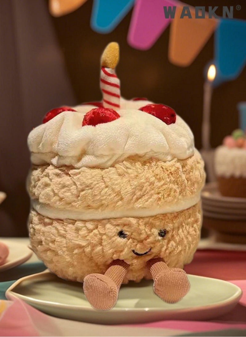 WAOKN 25cm Birthday Cake Plush Toy,Cute Smile Cake Pillow Stuffed Animals Funny Soft Food Plushies Toy，Music cake，Soft Happy Birthday Smile Cake Toy Adorable Birthday Gift for Kids - Image 3