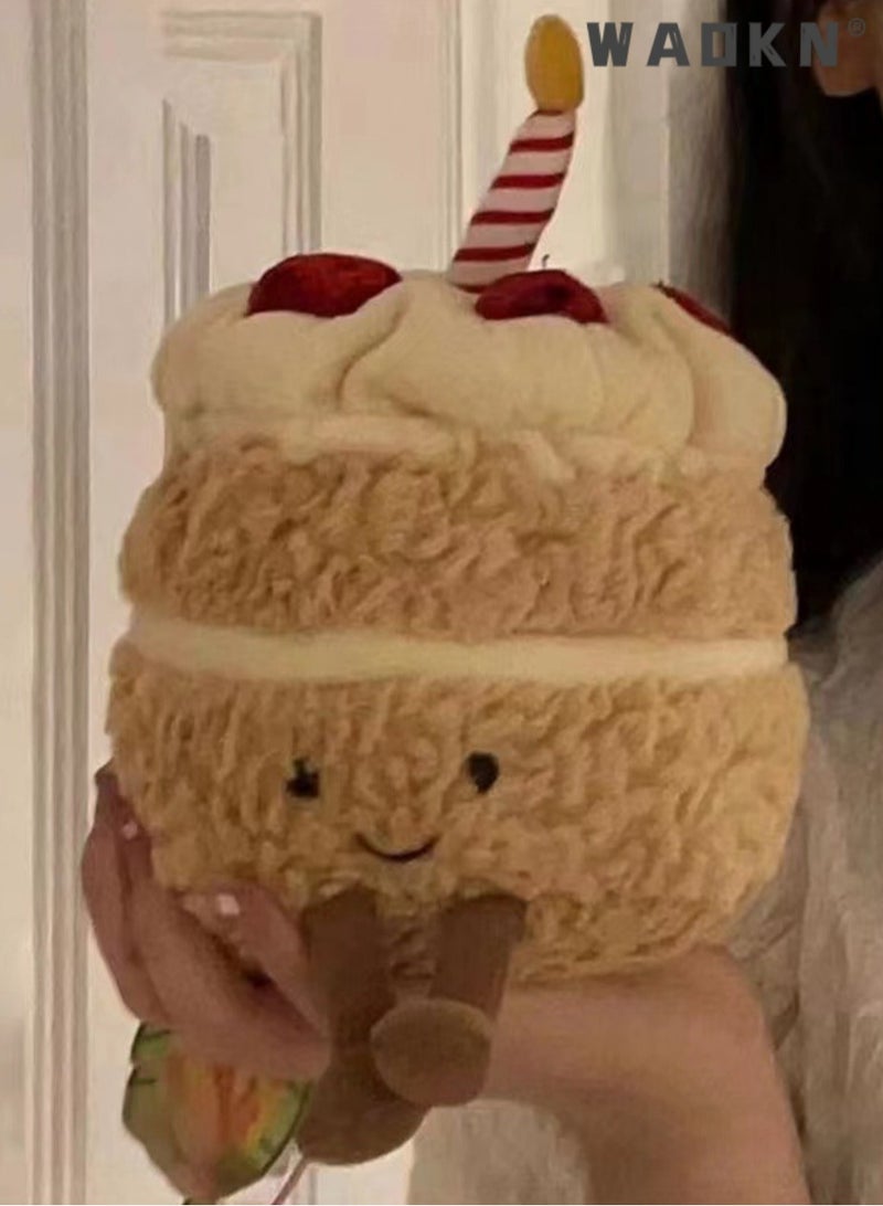 WAOKN 25cm Birthday Cake Plush Toy,Cute Smile Cake Pillow Stuffed Animals Funny Soft Food Plushies Toy，Music cake，Soft Happy Birthday Smile Cake Toy Adorable Birthday Gift for Kids - Image 4