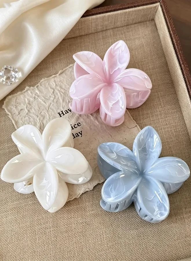 Take Two Set of 3 - Floral Marble Claw Clip
