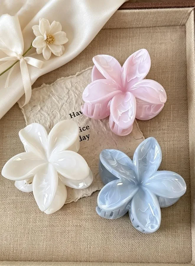 Take Two Set of 3 - Floral Marble Claw Clip