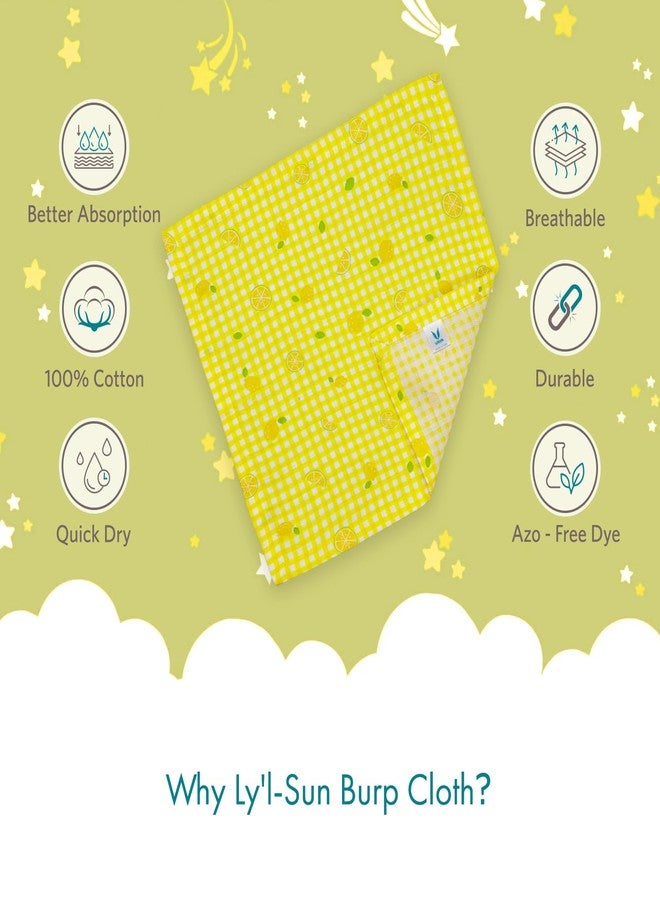 VAYA LY'L-Sun Baby Burp Cloth & Wash Cloth, Newborn Baby Essentials, Ultra-Soft & Quick Absorbent, 100% Cotton, Gentle on Baby’s Skin, Multipurpose Baby Towel for Newborn Babies, Color - Lemon Checks - Image 4