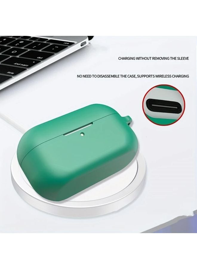 Dark Night Green Protective Case With Free Hook For Technics EAH AZ100 Wireless Earbuds - Image 3