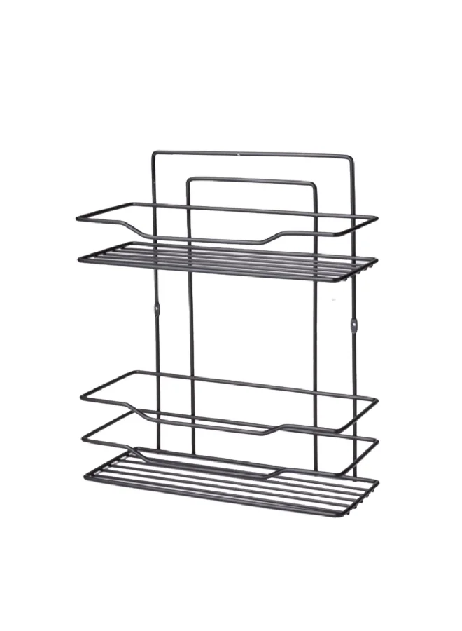 Primanova 2-Tier Elegant and Modern Design Fest Bath Wall Shelf Black 13.2 x 35 x 29.2 cm D-05247