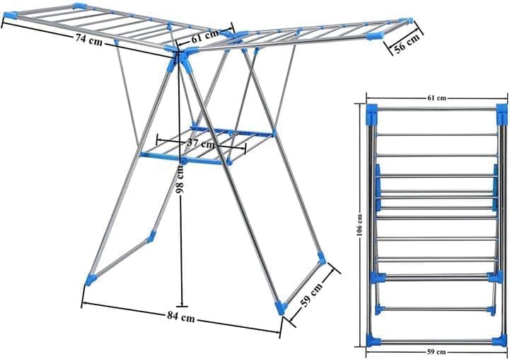 Harmony Home Foldable Stainless Steel Clothes Drying Rack | Multi-Tier Laundry Stand with Blue PVC Joints | Indoor & Outdoor - Image 5