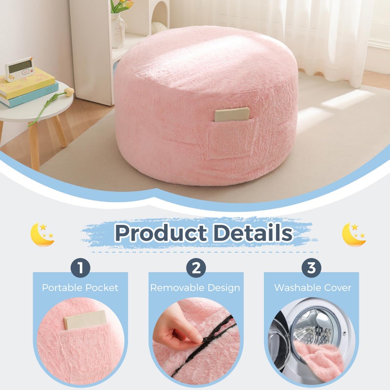MAXYOYO Bean Bag Chair Bed for Kids, Convertible Bean Bag Folds from Lazy Chair to Floor Mattress Bed, Stuffed Floor Sofa Couch Sofa Bed for Boys and Girls, High-Density Foam Filling, Pink - Image 5