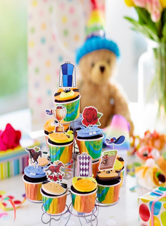 Seqiuay 30 PCS Kentucky Derby Cupcake Decorations, 15 Styles Horse Cupcake Toppers (with 30 Toothpicks) for Kentucky Derby Party Supplies - Image 5