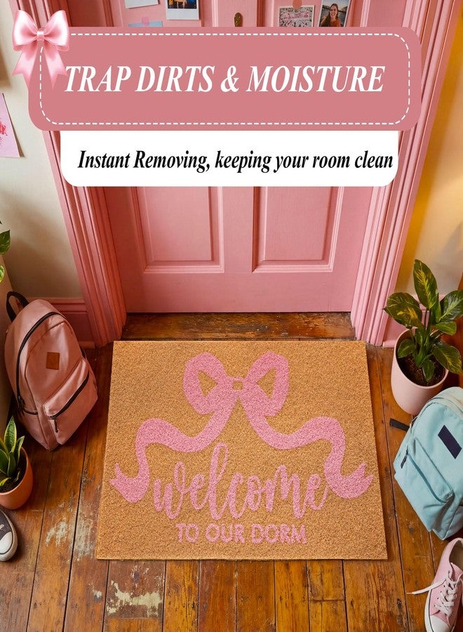 Dunzy Pink Bow Dorm Doormat 29.5 x 17.5'' Cute Ribbon Bowknot Coco Coir Floor Mat Welcome to Our Dorm Coquette College Room Necessity Non-Slip Entrance Door Rugs Gift for Her Rooms Bathroom - Image 5