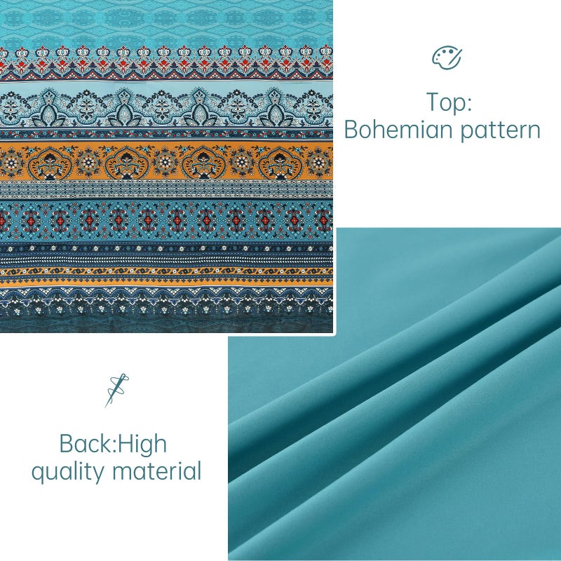 Cottolester Boho Queen Comforter Set 8 Pieces Teal and Yellow Bohemian Comforter Paisley Striped Bed in A Bag Soft Microfiber Bedding Set for All Season - Image 4
