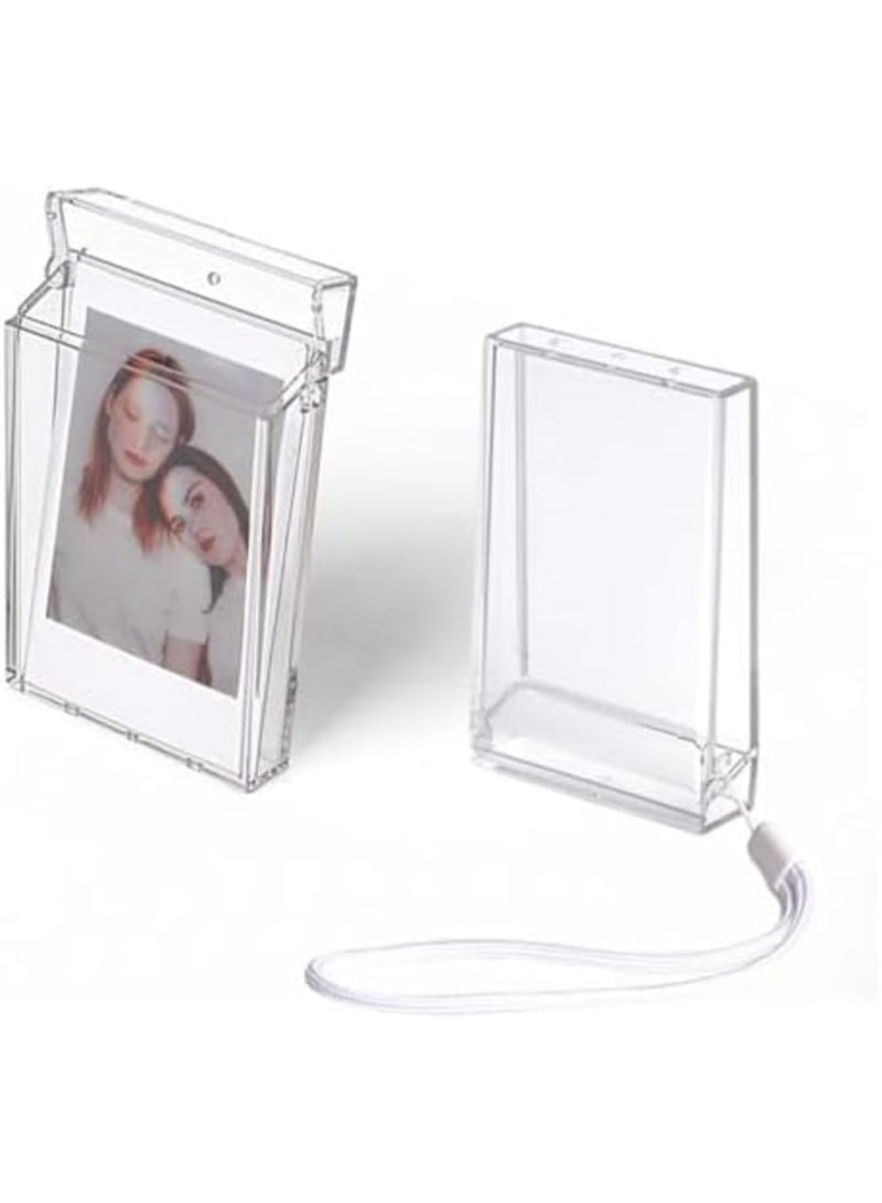 SYOSI 2 Pack 2x3 Mini Photo Case, Picture Holder Storage Box Fits for 3 inch Photo Organizer, Clear Small Film Holder, Photo Protective Case with Wrist Lanyard for Travel - Image 1