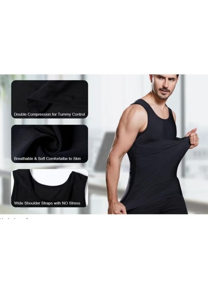 JOGAMS Mens Slimming Body Shaper Vest Gynecomastia Compression Shirts Tummy Control Undershirts Change in Seconds - Image 4