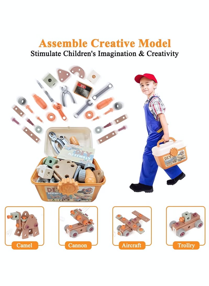 120-Piece Building Toy, Kids Tool Set with Storage Box, Toddler Tool Kit, Construction Take Apart Toy DIY Screw Puzzle Assembly Montessori Educational Preschool Baby Pretend Play Toy Birthday Gift for Boy Girl Ages 3+ - Image 3