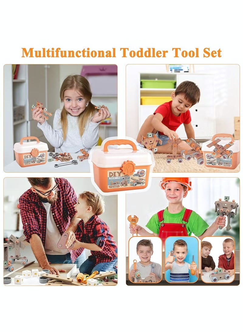 120-Piece Building Toy, Kids Tool Set with Storage Box, Toddler Tool Kit, Construction Take Apart Toy DIY Screw Puzzle Assembly Montessori Educational Preschool Baby Pretend Play Toy Birthday Gift for Boy Girl Ages 3+ - Image 5