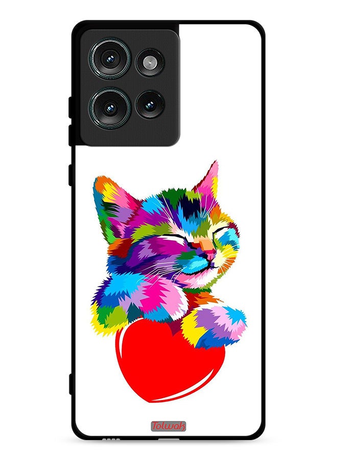 Tolwak Motorola Edge 50 Protective Case Cover Colourful Kitten - Image 1