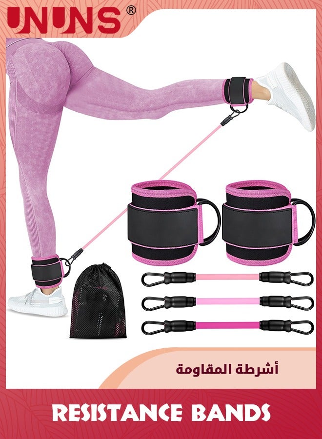 UNUNS أشرطة مقاومة الكاحل مع الأصفاد ، 3 أشرطة مقاومة ، أحزمة كاحل لآلات الكابل للنساء ، معدات تمرين الأرداف ، أوزان كاحل لتمرين الساقين والأرداف والورك ، معدات التمارين - Image 1