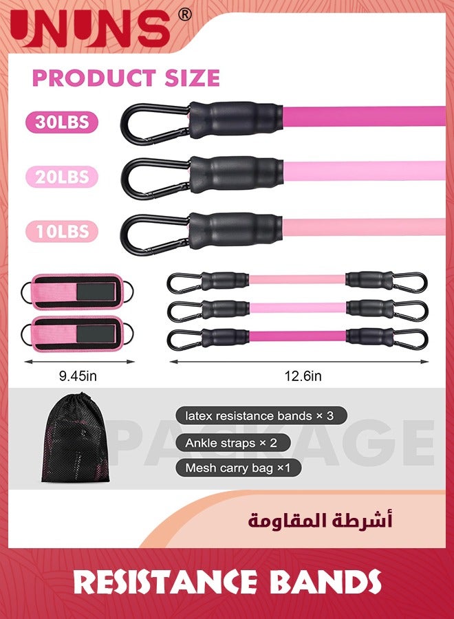UNUNS أشرطة مقاومة الكاحل مع الأصفاد ، 3 أشرطة مقاومة ، أحزمة كاحل لآلات الكابل للنساء ، معدات تمرين الأرداف ، أوزان كاحل لتمرين الساقين والأرداف والورك ، معدات التمارين - Image 4