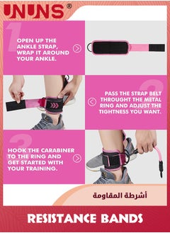 UNUNS Ankle Resistance Bands With Cuffs,3 Resistance Bands,Ankle Straps For Cable Machines Women,Glutes Work Out Equipment,Ankle Weights For Kickbacks Leg Glutes Hip Workout,Exercise Equipment  - Image 3