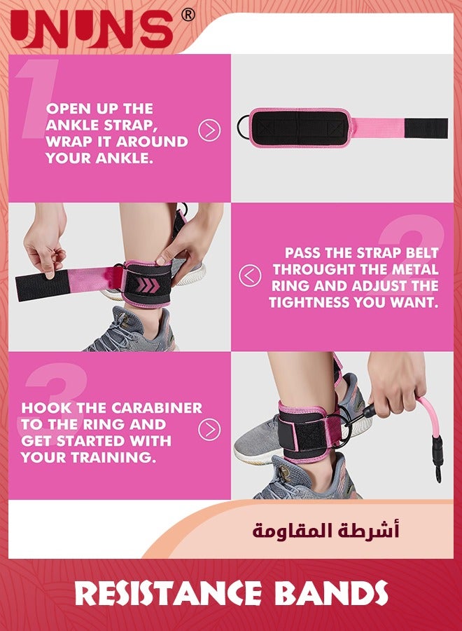 UNUNS أشرطة مقاومة الكاحل مع الأصفاد ، 3 أشرطة مقاومة ، أحزمة كاحل لآلات الكابل للنساء ، معدات تمرين الأرداف ، أوزان كاحل لتمرين الساقين والأرداف والورك ، معدات التمارين - Image 3