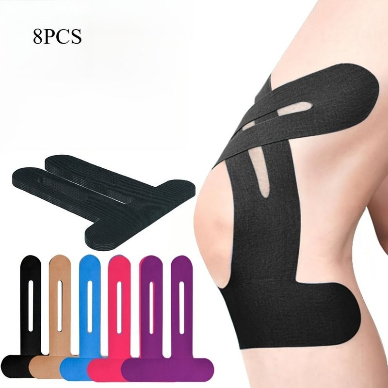 Blue Kinematic Rehabilitation Tape With Pre Cut Knee Support Patches Strong Adhesion Sports Tape For Marathon Cycling Running Outdoor Activities Soft Flexible Breathable Durable - Image 1