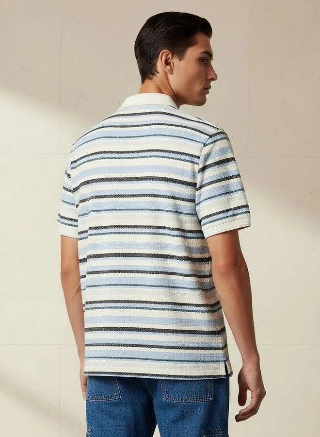 Lee Cooper  Lee Cooper Men Regular Fit Collared Short Sleeves Striped Polo T-shirt for Men | Best Price UAE