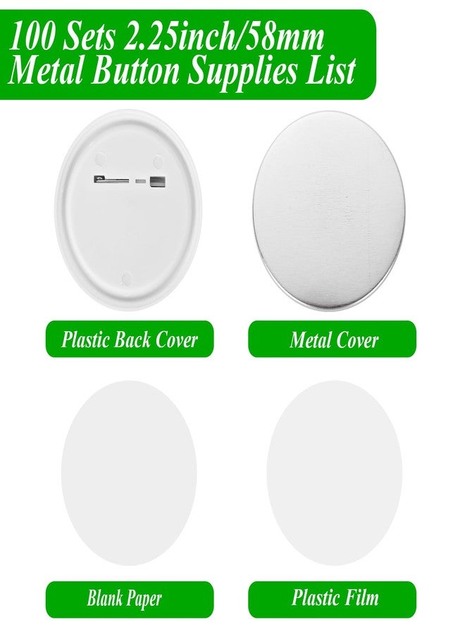 DAJAVE 100 Sets 2.25 Inch Button Maker Supplies, 58mm Button Making Supplies, Round Badge Blank Button Pins, Includes Plastic Buttos Pin Back Cover, Metal Cover, Clear Film & Blank Paper - Image 2