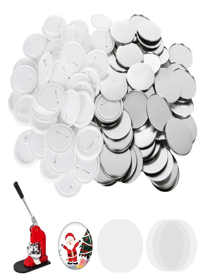 DAJAVE 100 Sets 2.25 Inch Button Maker Supplies, 58mm Button Making Supplies, Round Badge Blank Button Pins, Includes Plastic Buttos Pin Back Cover, Metal Cover, Clear Film & Blank Paper - Image 1