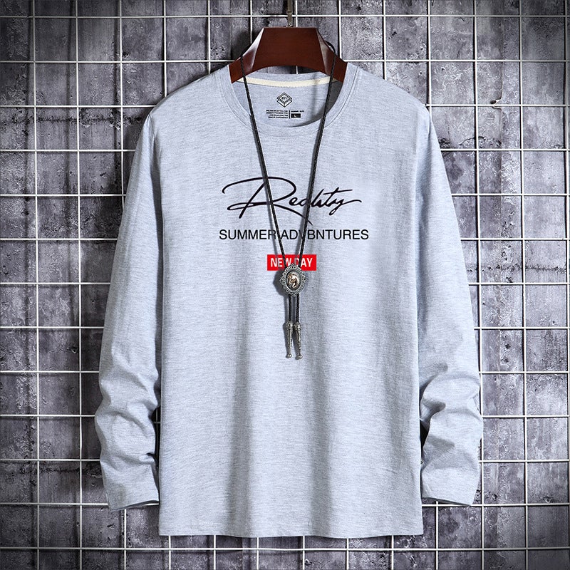 Spring and Autumn Men's Long-sleeved T-shirt Korean Base Shirt Youth Autumn Clothes Large Size Men's Top T-shirt Men's Small Shirt - Image 4