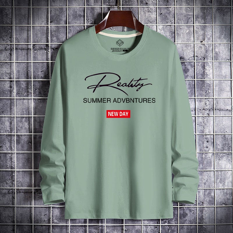 Spring and Autumn Men's Long-sleeved T-shirt Korean Base Shirt Youth Autumn Clothes Large Size Men's Top T-shirt Men's Small Shirt - Image 1