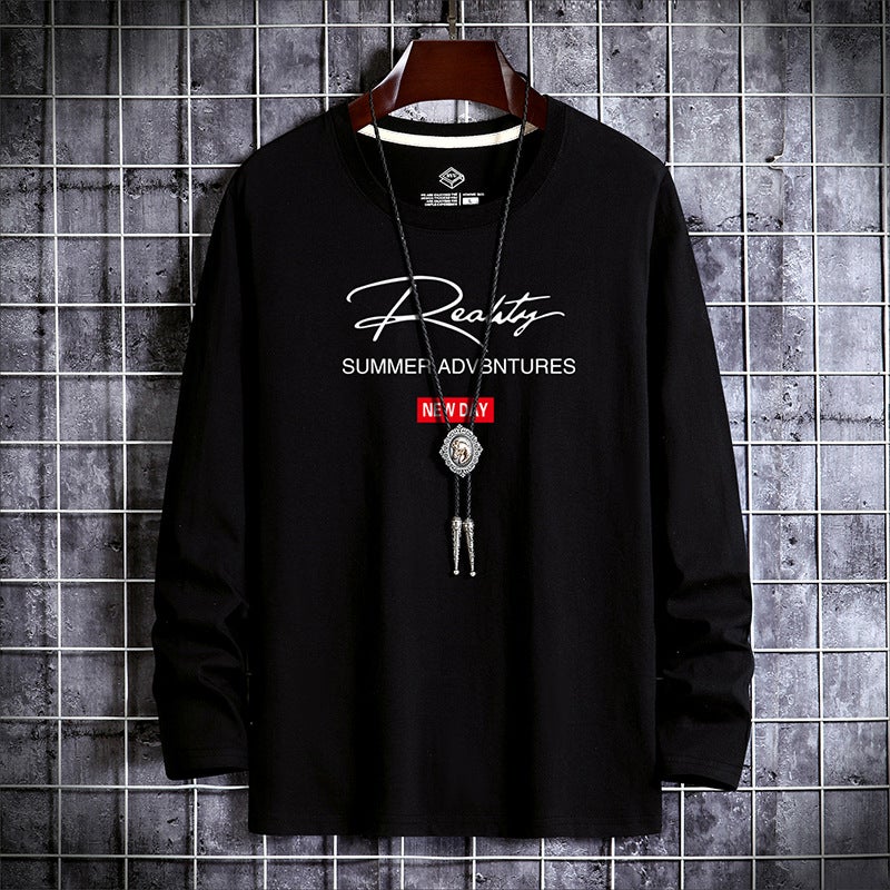 Spring and Autumn Men's Long-sleeved T-shirt Korean Base Shirt Youth Autumn Clothes Large Size Men's Top T-shirt Men's Small Shirt - Image 3