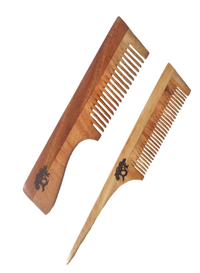 VK STORES Neem Wooden Comb | Hair comb set combo for Women & Men | Kachi Neem wood Comb Kangi hair comb set for women | Wooden Comb for women hair growth |Kanghi for Hair (8 + 6 WC16) -316 - Image 1