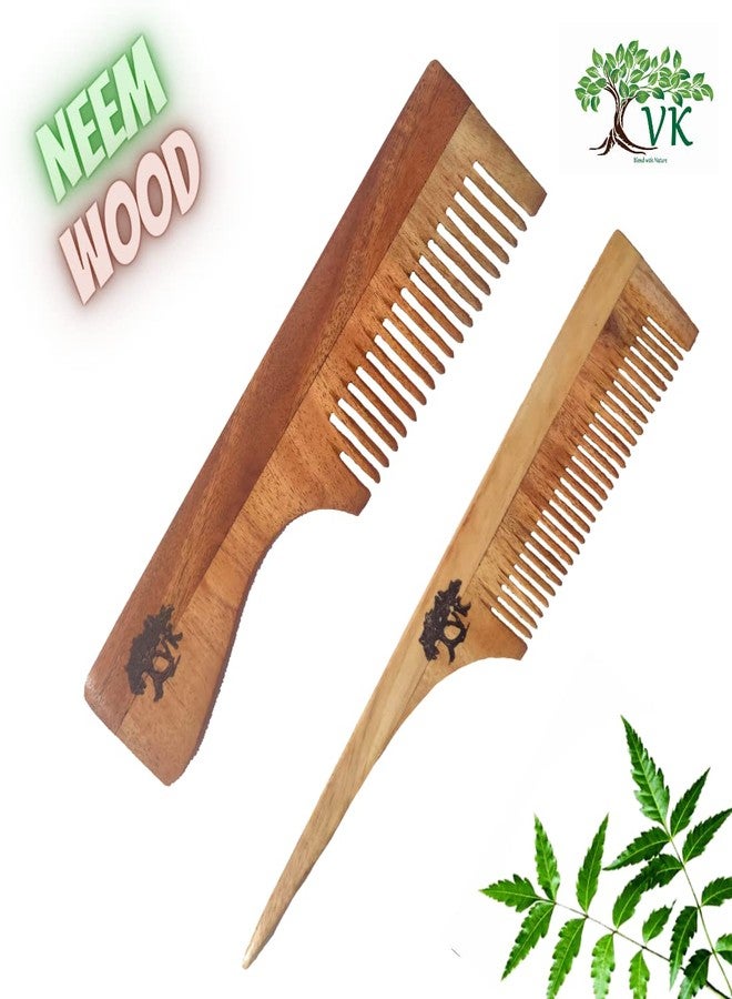 VK STORES Neem Wooden Comb | Hair comb set combo for Women & Men | Kachi Neem wood Comb Kangi hair comb set for women | Wooden Comb for women hair growth |Kanghi for Hair (8 + 6 WC16) -316 - Image 2