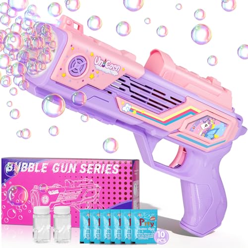 Amiabling UnicornBubble GunUnicorn Toys for Girls Age 46 Outdoor Toys for Kids Ages 48 3 Year Old Girl Gifts Easter Summer Wedding Party Favors Halloween Birthday Gifts - Image 1