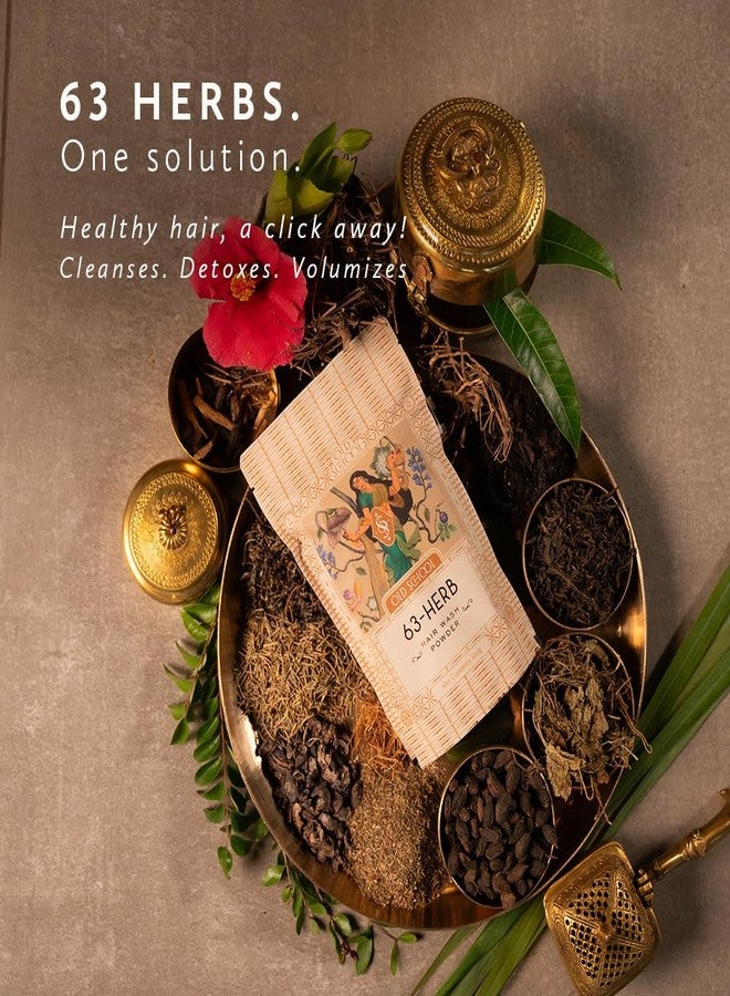 Old School Rituals 63-Herb Hair Wash Powder | Natural Shampoo Powder with 35 Dry Herbs & 28 Fresh Herbs | Gentle Cleansing for Strong & Healthy Hair | Anti-Dandruff Shampoo Powder for Hair Fall Control & Growth | 275g - Image 2