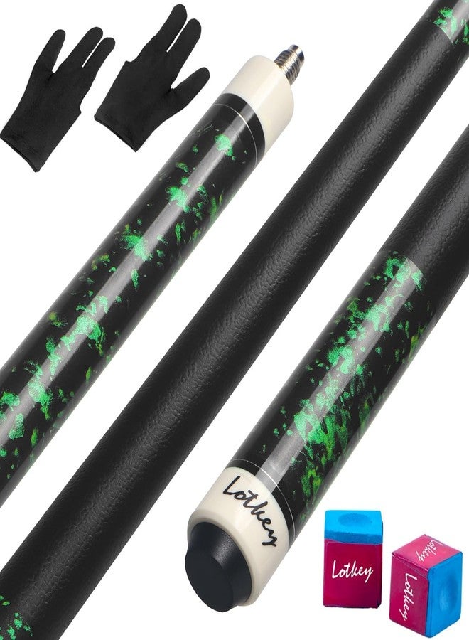 LOTKEY Pool Stick,Pool Cue Sticks 58'' Solid Canadian Maple Wood Extra 2 Pool Chalk and Gloves Included Durable for Professional Billiard Players (Green) - Image 1